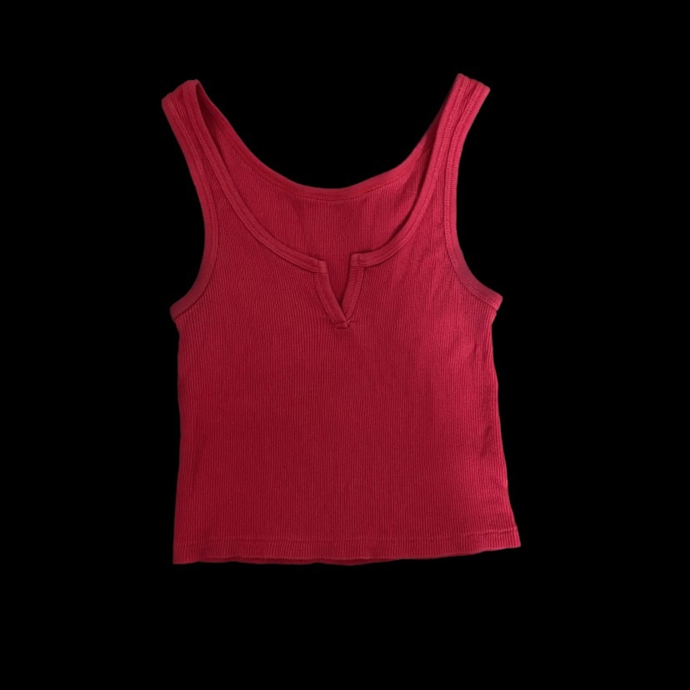 Red V Notch Tank Top